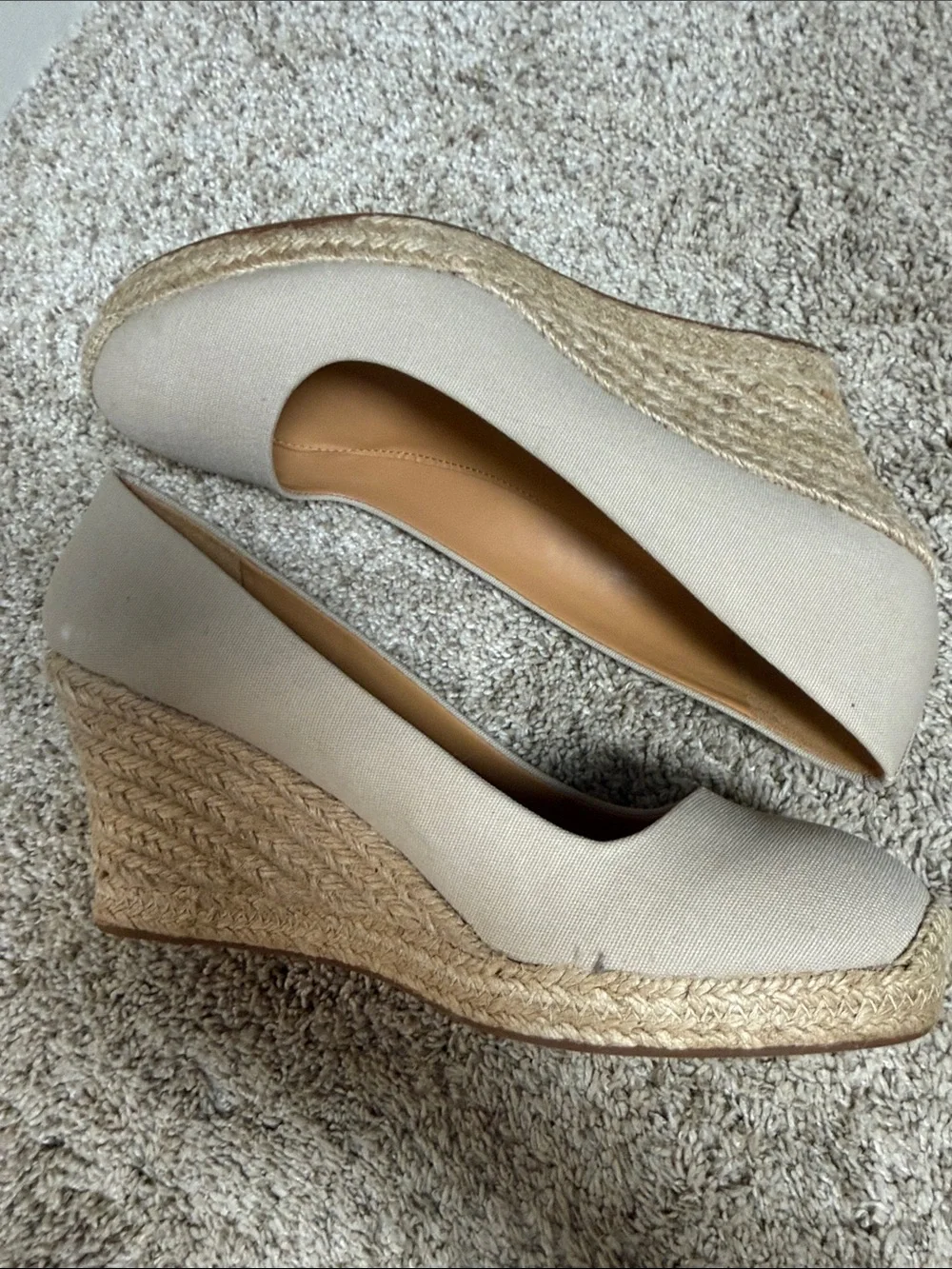 J. Crew Factory Flax Canvas Espadrille Wedge Pumps